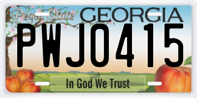 GA license plate PWJ0415