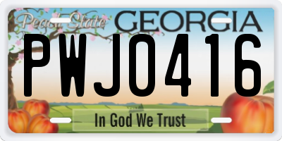 GA license plate PWJ0416