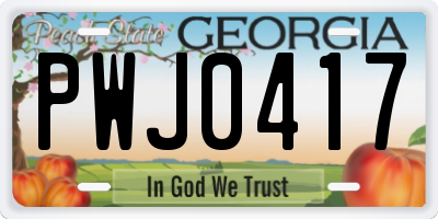 GA license plate PWJ0417