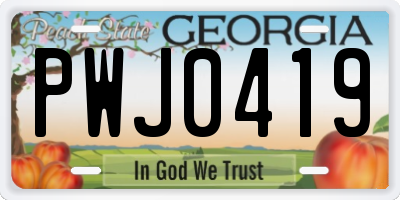 GA license plate PWJ0419
