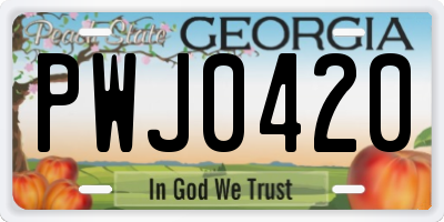 GA license plate PWJ0420