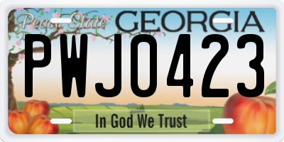 GA license plate PWJ0423