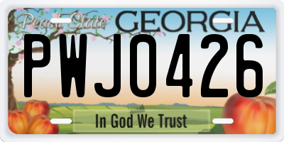 GA license plate PWJ0426