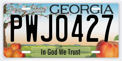 GA license plate PWJ0427