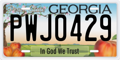 GA license plate PWJ0429