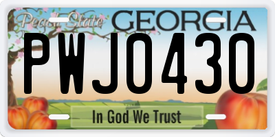 GA license plate PWJ0430