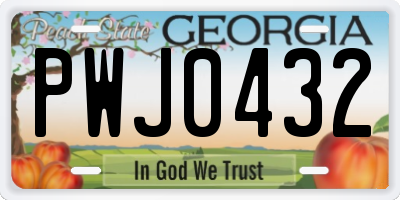 GA license plate PWJ0432
