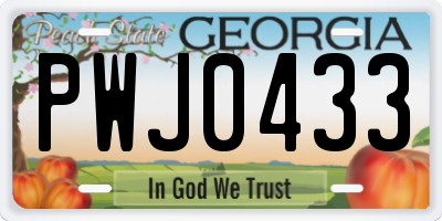 GA license plate PWJ0433