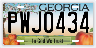 GA license plate PWJ0434