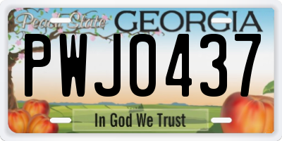 GA license plate PWJ0437