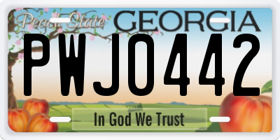 GA license plate PWJ0442
