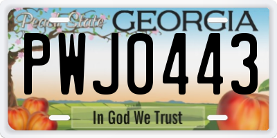 GA license plate PWJ0443