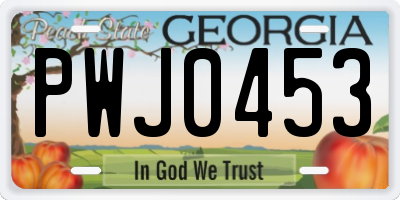GA license plate PWJ0453