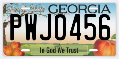 GA license plate PWJ0456