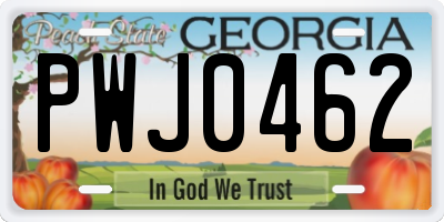 GA license plate PWJ0462