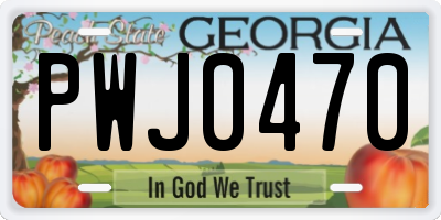 GA license plate PWJ0470