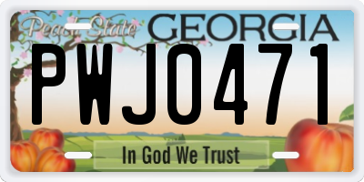 GA license plate PWJ0471