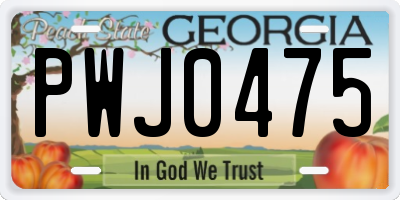 GA license plate PWJ0475