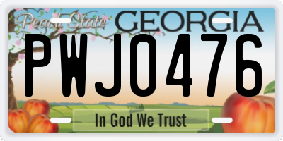 GA license plate PWJ0476