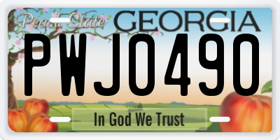GA license plate PWJ0490