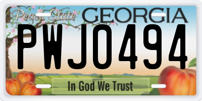 GA license plate PWJ0494