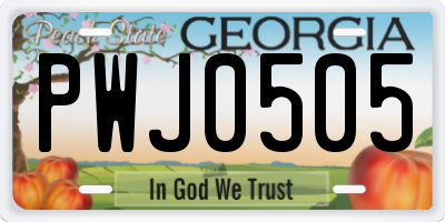 GA license plate PWJ0505