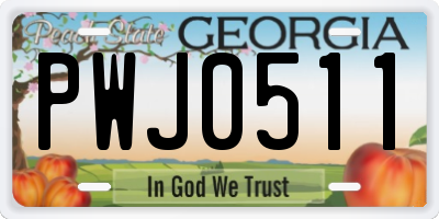 GA license plate PWJ0511