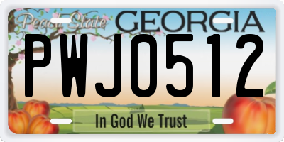 GA license plate PWJ0512
