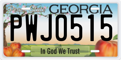 GA license plate PWJ0515