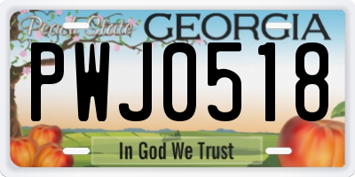 GA license plate PWJ0518