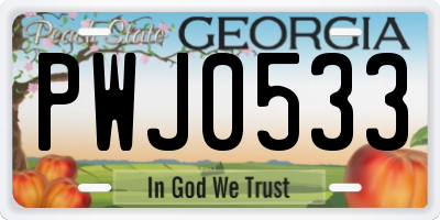 GA license plate PWJ0533