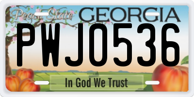 GA license plate PWJ0536