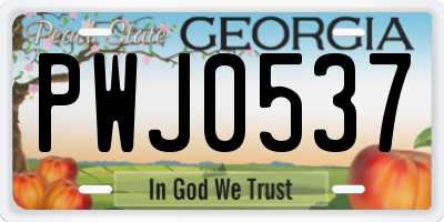 GA license plate PWJ0537
