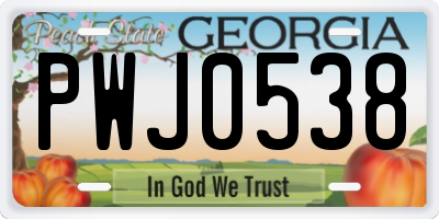 GA license plate PWJ0538