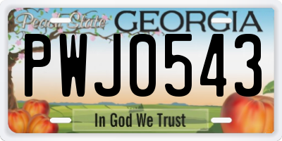 GA license plate PWJ0543