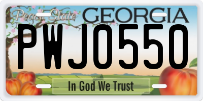 GA license plate PWJ0550