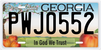 GA license plate PWJ0552