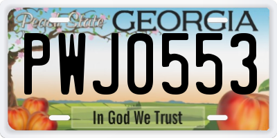 GA license plate PWJ0553
