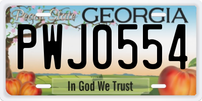 GA license plate PWJ0554