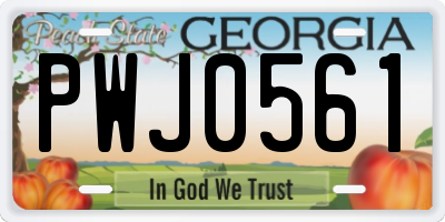 GA license plate PWJ0561