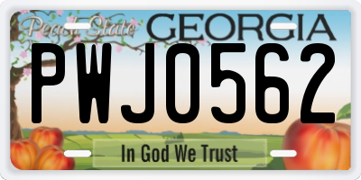 GA license plate PWJ0562