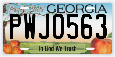 GA license plate PWJ0563