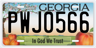 GA license plate PWJ0566