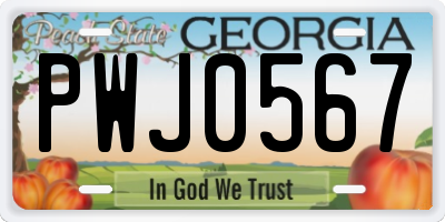 GA license plate PWJ0567