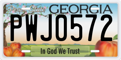 GA license plate PWJ0572