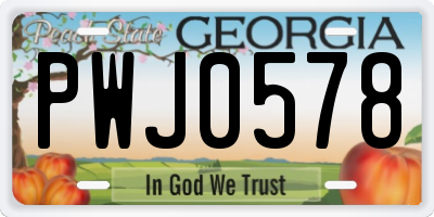 GA license plate PWJ0578