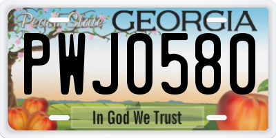 GA license plate PWJ0580