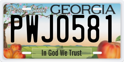 GA license plate PWJ0581
