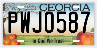 GA license plate PWJ0587