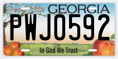 GA license plate PWJ0592
